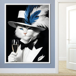 Feline Elegance in Feathers - NicheCanvas