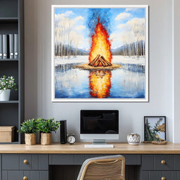 Winter Flames Reflecting - NicheCanvas