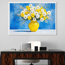 White & Yellow Flowers - NicheCanvas