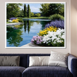 Garden Reflection Tranquil Pond - NicheCanvas