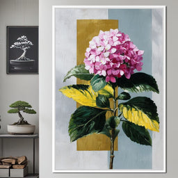 Pink Hydrangea Gold Panel - NicheCanvas