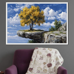 Golden Tree Sky Cliff View - NicheCanvas