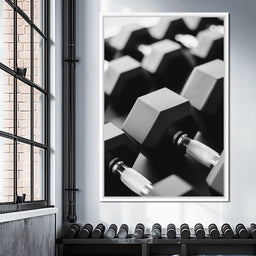 Monochrome Dumbbell Strength - NicheCanvas
