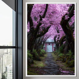 Sakura Gate Pathway Stillness - NicheCanvas
