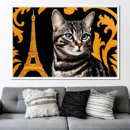 Eiffel Feline Elegance - NicheCanvas