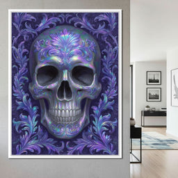 Prismatic Skull Baroque Flourish - NicheCanvas