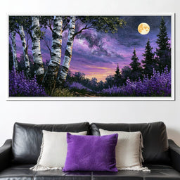 Silver Birch Under A Violet Galaxy - NicheCanvas