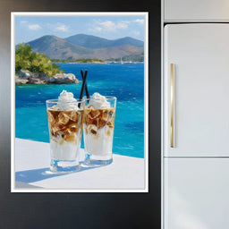 Mediterranean Iced Coffee Break Escape - NicheCanvas