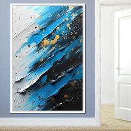 Sapphire Strokes Gold Specks 1 - NicheCanvas