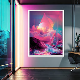 Cosmic Neon Triangle Peaks - NicheCanvas