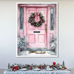 Winter Welcome Pink Door - NicheCanvas