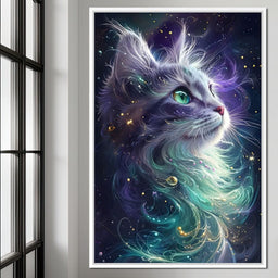 Starlit Feline Nebula Dreams - NicheCanvas