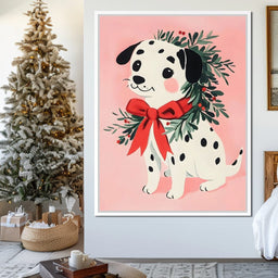 Festive Dalmatian Puppy Cheer - NicheCanvas