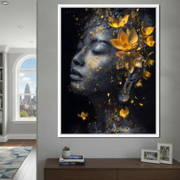 Golden Lotus Reverie Portrait - NicheCanvas