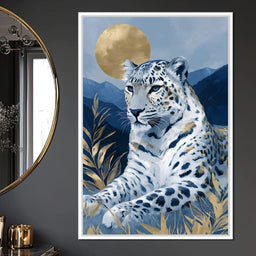 Golden Moon Snow Leopard Calm - NicheCanvas