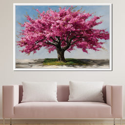 Pink Blossom Tree Oil Painting - NicheCanvas