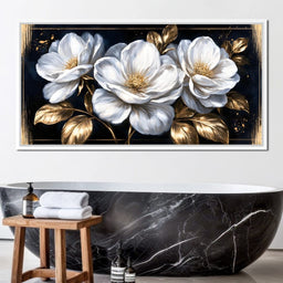 Gilded Petals On A Midnight Stage - NicheCanvas
