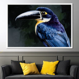 Electric Blue Toucan Portrait - NicheCanvas