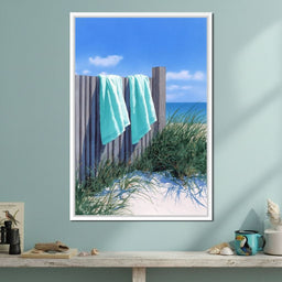 Coastal Towels On Dune Fence - NicheCanvas