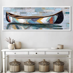 Patchwork Canoe Reflections - NicheCanvas