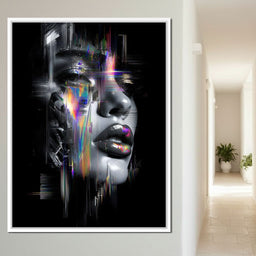 Neon Spectrum Glitch Portrait - NicheCanvas