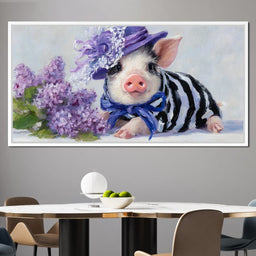 Lilac Garden Piglet Elegance - NicheCanvas