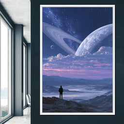 Stargazer Under Ringed World - NicheCanvas