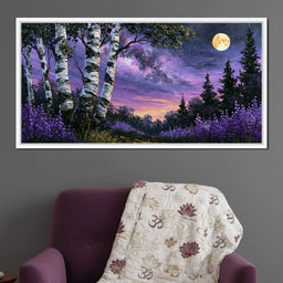 Silver Birch Under A Violet Galaxy - NicheCanvas