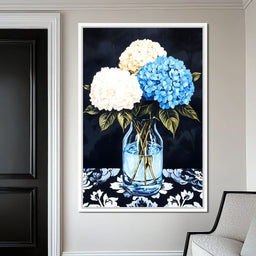 Hydrangea Dream in Glass Vase - NicheCanvas