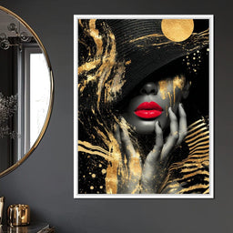 Modern Noir Gold Elegance Portrait - NicheCanvas