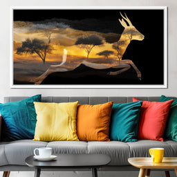 Golden Savanna Antelope Run - NicheCanvas