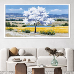 White Blossom Meadow Vista - NicheCanvas