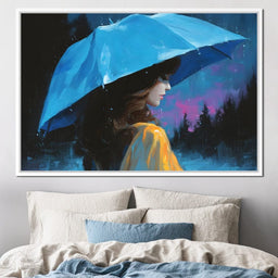 Blue Umbrella Evening Reverie - NicheCanvas