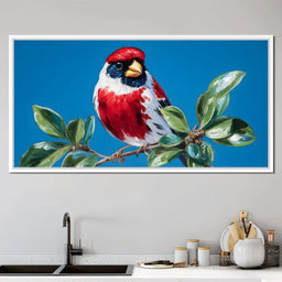 Radiant Plumage on Sky Branch - NicheCanvas