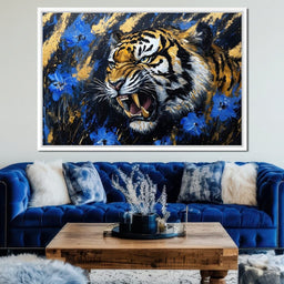Fierce Tiger in Wild Blooms - Alicia Smith - NicheCanvas