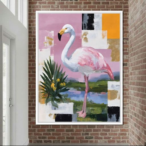 Pink Flamingo Modern Blocks Canvas Print