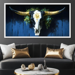 Golden Longhorn Skull Rustic - NicheCanvas