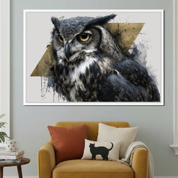 Golden Eyed Owl Portrait - NicheCanvas