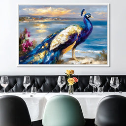Coastal Peacock Golden Glow - Neal Hackett - NicheCanvas
