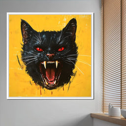 Feline Fury Against Yellow - NicheCanvas