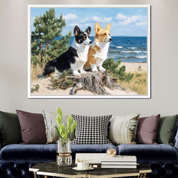 Coastal Corgi Pair Lookout - NicheCanvas