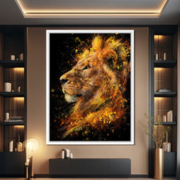 Majestic Lion Firestorm Portrait - NicheCanvas
