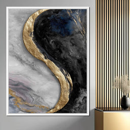Gilded Moonstone Abstract Flow - NicheCanvas