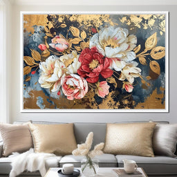 Golden Royal Flowers - Wildrose Creations - NicheCanvas