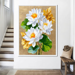 Golden Lotus Dreams Unfold - NicheCanvas