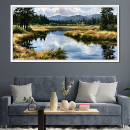 Silent Waters Reflecting Mountain Clouds - NicheCanvas