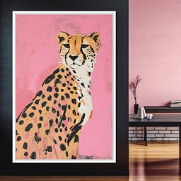 Cheetah Safari Elegance on Pink - NicheCanvas