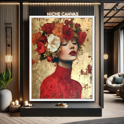 Golden Petal Crowned Reverie - NicheCanvas