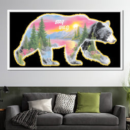 Bear Silhouette Mountain Sunset - NicheCanvas