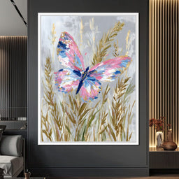 Pastel Butterfly Meadow Painting - NicheCanvas
